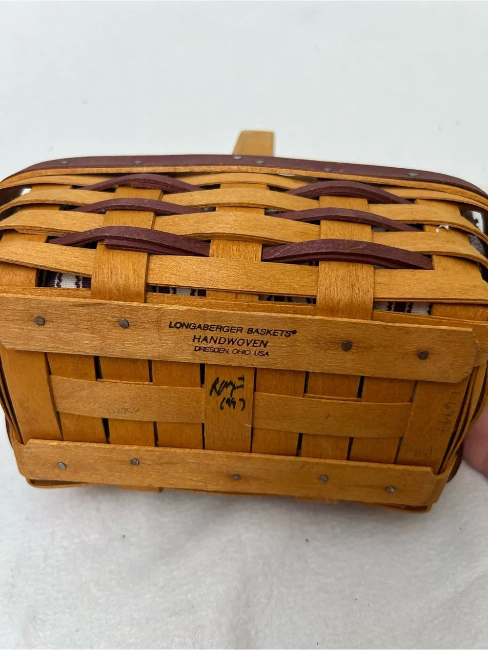Longaberger 1997 Sweetheart Treats Basket with stripped liner